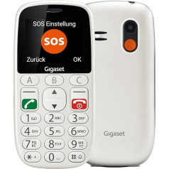 Gigaset GL390 White GSM Mobile Phone for Seniors with SOS Emergency Call Button, Large 2.2 Inch Colour Display, Easy to Use Large Single Buttons, Hearing Aid Compatible, Compact Mobile Phone