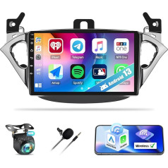 [2G + 64G] Android 13 Carplay Car Radio for Opel Corsa 2015/Opel Adam 2013-2016 with Android Car, 9 Inch Touchscreen Radio with Bluetooth GPS WiFi FM/RDS Mirror Link + AHD & Mic Rear View Camera