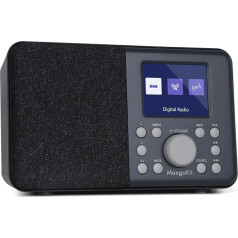 MangoKit MD3 DAB/DAB+ and FM Portable Digital Radio, Bluetooth Speaker, Headphones, 40 Preset Stations, Alarm Clock and Clock, Snooze Timer, Colour Display, Batteries and Mains Powered (Dark Grey)