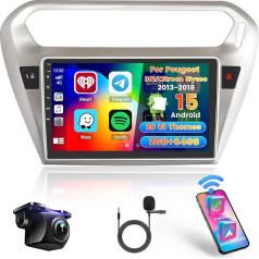 Hikity 2+64G Car Radio Bluetooth for Peugeot 301/Citroen C-Elysee 2013-2018 Wireless Carplay Android Car, 9 Inch Touchscreen Radio Android 13 Navigation WiFi GPS Bluetooth FM RDS EQ SWC Reversing