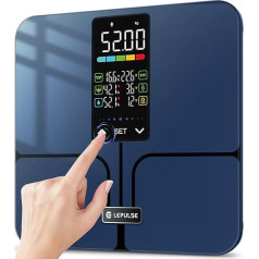 Body Fat Scales without App, 5.44 Inch Large Display, Lepulse Scales with Body Fat and Muscle Mass, Body Analysis Scales up to 227 kg, Body Scales with 10 User IDs, Set Button Setting, 8 Body