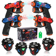 VATOS Laser Tag Guns Set, Infrared, Mini, with Badge, 4 Pack, 4 Players, Indoor, Outdoor, Group Activity Fun Toy for Children Age 4 5 6 7 Boys Girls