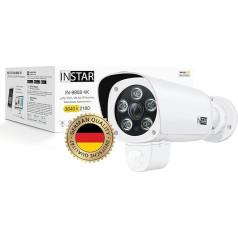 INSTAR IN-9808 4K Outdoor Surveillance Camera, LAN/WLAN/PoE, HomeKit Secure Video, AI Person Detection, IR Night Vision, Microphone, Audio, PIR, RTSP, WPA3, MQTT, ONVIF, NDAA/TAA