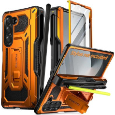 POETIC Spartan Case for Galaxy Z Fold 6, [Hinge Protection][Kickstand][Compatible with Fold 3/4/5/6 S Pen] Rugged All-Round Protective Case with Pen Holder, Screen Protector, Metallic Orange