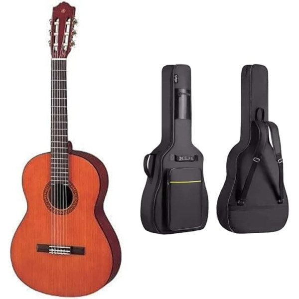 Yamaha CS40II Natural Classical Guitar - Easy to Play Acoustic Guitar for Young Beginners - 3/4 Wooden Guitar, Student Model & CAHAYA Guitar Bag, Acoustic Guitar Gig Bag, Guitar Case