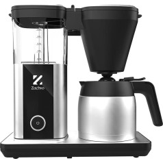 Filter Coffee Maker with 1.25 L Thermos Flask, 4.5 Min. Quick Brewing, 92°C PID Temperature Control, 30s Drip Stop, Reusable Filter, Automatic Cleaning, BPA-Free, Stainless Steel Design