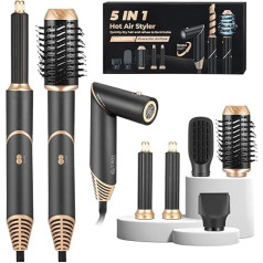 Airstyler 6-in-1 Hairstyler Hair Dryer Brush Set, Air Styler with 5 Attachments for Drying, Straightening, Curling, Volumizing, Lonen Care, Styling Brushes for All Hair Types
