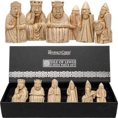 Isle of Lewis Replica Chess Pieces Six Highly Detailed Replicas Stone Resin Queen, Bishop, Knight, Guardian and Berserk
