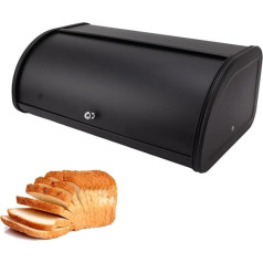 YUYTE Bread Bin for Kitchen Counter, Black Matte Bread Storage Box, Iron Bread Container, Kitchen Decor Organiser for Cakes and Pastries, for Fresh Baking
