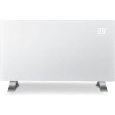 Glass Heater - Glass Convector Electric Radiator with Glass Panel - Electric Heater Standing or Wall Heating - with App WiFi / WLAN Function, Remote Control Touch Screen, Timer - 1200/2400 Watt