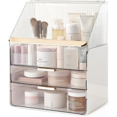 Kousee Makeup Organiser Storage, X-Large Acrylic Skincare Organiser Drawers, Beauty Holder, Cosmetic Organiser for Bathroom, DressingTable Organiser, Dustproof, Waterproof