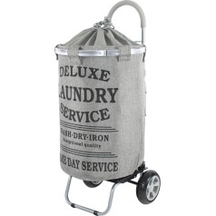 Laundry Trolley Dolly, Grey Laundry Bag Hamper Basket cart with wheels sorter