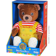 Gipsy Toys - Small Brown Bear - Soft Toy with Music Speaking Storyteller - 28 cm - Brown Yellow Red - French Version