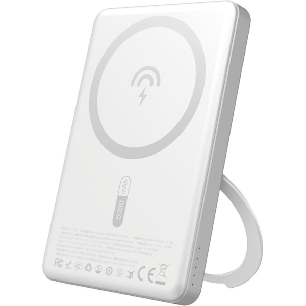 Dudao Powerbank ar MagSafe un šūpuli 20W PD 5000mAh - sudraba krāsā