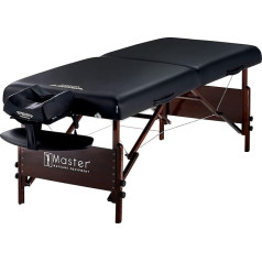 Master Massage 76 cm Del Ray Pro Mobile Massage Table Foldable Therapy Beauty Couch Table Bed Package Portable Beauty Bed Luxury Wooden Feet Carry Bag Package Black