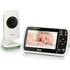 Alecto DVM149GN Baby Monitor with Camera and 4.3 Inch Colour Screen - Baby Monitor with Swivelling Video Camera, Night Vision, Intercom Function, High Range, White/Green