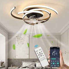 Lihaian LED Lighting with Mute Ceiling Fan 45W Ceiling Light with Fan Light, App and Remote Control, Creative Shape Acrylic Shade (White) Living Room Bedroom Kitchen (White)