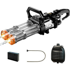 Electric Double Barreled Gatling Water Gun, Light Emission, Rechargeable Battery Module Included, with Large Volume Backpack