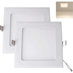 YULIN SUN® LED Downlight, 12 W x 2 pieces, ceiling light, square, warm white, 3000 K, dimensions 9 mm x 170 mm, driver included