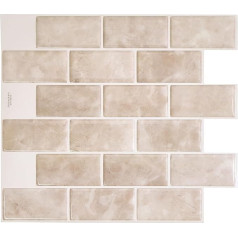 SMART TILES Peel and Stick Stickers for Tiles - 10 Sheets 27.81 cm x 24.64 cm - 3D Tile Adhesive Films, Self-Adhesive Removable and Adhesive Back Wall Tiles for Kitchen, Bathroom, Wall Decoration