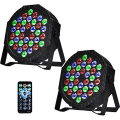 LED Par Spotlight 36 LED Stage Lights RGB Party Light with Remote Control Disco Light Show for DJ Bar Band Stage Music Party Wedding Halloween Christmas (Pack of 2)