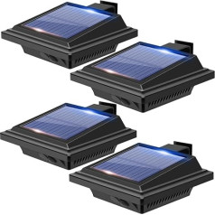 BILLION DUO Gutter Solar Lights for Outdoor Use, 4 Solar Lights for Outdoor Garden, Waterproof 40 LEDs Fence Lighting, Black Solar Wall Lamp, Cool White Solar Light for Garage, Patio