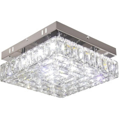 FRIXCHUR Square Crystal Chandelier, LED Crystal Ceiling Light, Modern Flush-Mounted Ceiling Light, Mini Chandelier for Bedroom, Hallway, Kitchen (Dimmable)