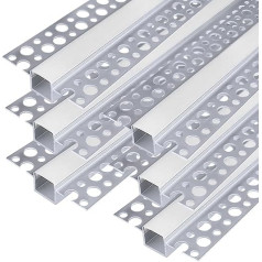 inShareplus LED Drywall Profile, 3.3 ft/1 m, 6 Pack Aluminium Channel with Milky Cover; Trimless LED Strip Diffuser for Undermount, Shelf, Wall, Table, Ceiling and Corners