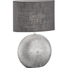Fischer & Honsel Foro table lamp, antique silver, fabric shade, anthracite linen inside white, length: 34.00 cm, width: 17.00 cm, height: 53.00 cm, with cord switch, 1x E27 max. 40.0 watt, 50555