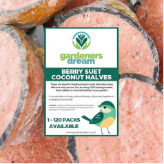 GardenersDream Coconut Halves with Bird Food and Berries - Fresh Wild Bird Food for the Garden