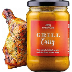 Hallingers Grill Curry - Finest Grill Sauce, Handmade (Glass) - Mother's Day Gift & Gift Ideas for Father's Day | Birthday Congratulations New Home Thank You Friendship Recovery