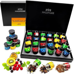 Hallingers Herzlichen Glückwunsch - 24 Varieties Tea Gift Set, Vegan & Gluten-Free in Screw Jars (Set) - Mother's Day Gift & Gift Ideas for Father's Day | Birthday Congratulations Recovery Anniversary