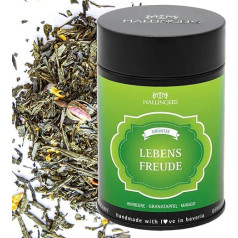 Hallingers Lebensfreude - Loose Green Tea with Raspberry, Pomegranate & Mango (Tin) - Mother's Day Gift & Gift Ideas for Father's Day | Wedding Congratulations Recovery Anniversary