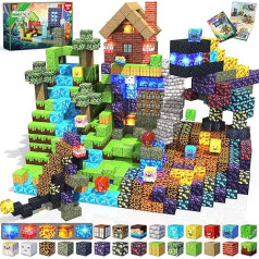 Magnetic Building Blocks - 150 Pieces Magnetic Blocks - Forest and Dinosaur - Montessori Magnetic Toy for Children from 3 4 5 6 7 8 9 Years Creative Gifts for Boys and Girls