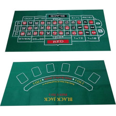 Roulette Blackjack Felt Table Game Double Sided Non-woven Waterproof Table Cover Casino Games Table for Adults 90x60cm