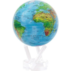 MOVA Globe, Relief Map Blue 8.5 Inches with Base, Solar Powered Rotating Globe, Unique Gift and Home or Desk Decoration for Men, Women, Children