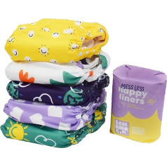 Bambino Mio, Reusable Nappies Set – Try's Mal Box, 5 x Cloth Nappies, 100 x Nappy Fleece, Bold