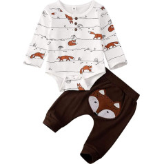 Geagodelia 3-Piece Baby Clothes Set, Baby Boys’ Clothing, Outfit, Bodysuit, Romper + Trousers + Hat, Soft Baby Set for Newborn, Toddler, Animal Motif