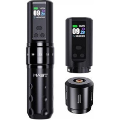 Mast Fold2 Pro Wireless Tattoo Machine Pen, Rotary Cordless Tattoo Machine, Tattoo Gun, 7 Strokes Length, 2 Batteries 2000 mAh RCA Connector for Pro Artists