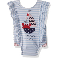 Mud Pie Baby Girls Sailboat Ruffle Striped One Piece Swimsuit