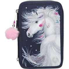 Depesche Miss Melody 10528 Pencil Case 3 Compartments Blue with LED 20 x 13 x 7 cm, Colourful