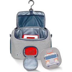 Bag for Toniebox Boy - for Figures and Box in the Car and for Travel, Grey-blue fire brigade, Shoulder bag with flexible inner compartments and speaker opening