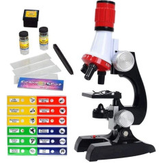 Science Kits for Kids, Beginner Microscope with LED, 100x400x and 1200x, Includes Sample, Prepared Slides, Educational Toy, Birthday Gift