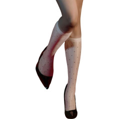 HXNH Elegant Sheer Legwear Vintage Dot Pattern Nylon Stockings Super Thin See Through Oil Shiny Long Socks for Women
