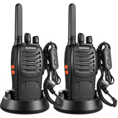 Baofeng Walkie Talkies PMR446 Two-Way Radio Professional Long Range 16 Channels VOX Rechargeable Walkie Talkie BF-88X, Includes Earphones, Battery and Charger (Pack of 2)