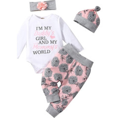 Babykleidung für Neugeborene, Mädchen, Strampler, Rüschen, Blumenhose, niedliches Kleinkind, Baby-Mädchen, Kleidungsset, 3-teiliges Set