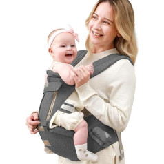 GROWNSY Baby Carrier, Advanced 6-in-1 Baby Carrier for Newborns from Birth, Adjustable Seat, Ergonomic Baby Carrier, Lightweight and Breathable, Suitable for 0-36 Months (Dark Grey)
