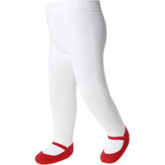 Baby Girls' Tights Leggings in Mary Jane Design - Non-Slip Soles - Soft Cotton