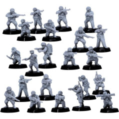 Forged Terrain US Infantry Soldier Miniatures Set 28 mm Scale Army Troops Highly Detailed Unpainted Plastic Figures 22 Pieces - World War 2 Wargame Models & Diorama Accessories for Tabletop Gaming