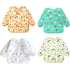 Accmor 4 Pack Long Sleeve Waterproof Baby Bibs 6-36 Months